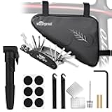 WOTOW Bike Tire Repair Tool Kit, Waterproof Frame Storage Bag & Mini Bike Pump & 16 in 1 Multitool & Bicycle Tyre Lever Patch Portable Repair Tool Accessories Set for Road Mountain BMX Cycling