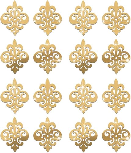 Miniatura 1 de funlife 16 calcomanías autoadhesivas huecas para espejo de pared, espejo acrílico pequeño sin vidrio para decoración de pared de gabinete del hogar,