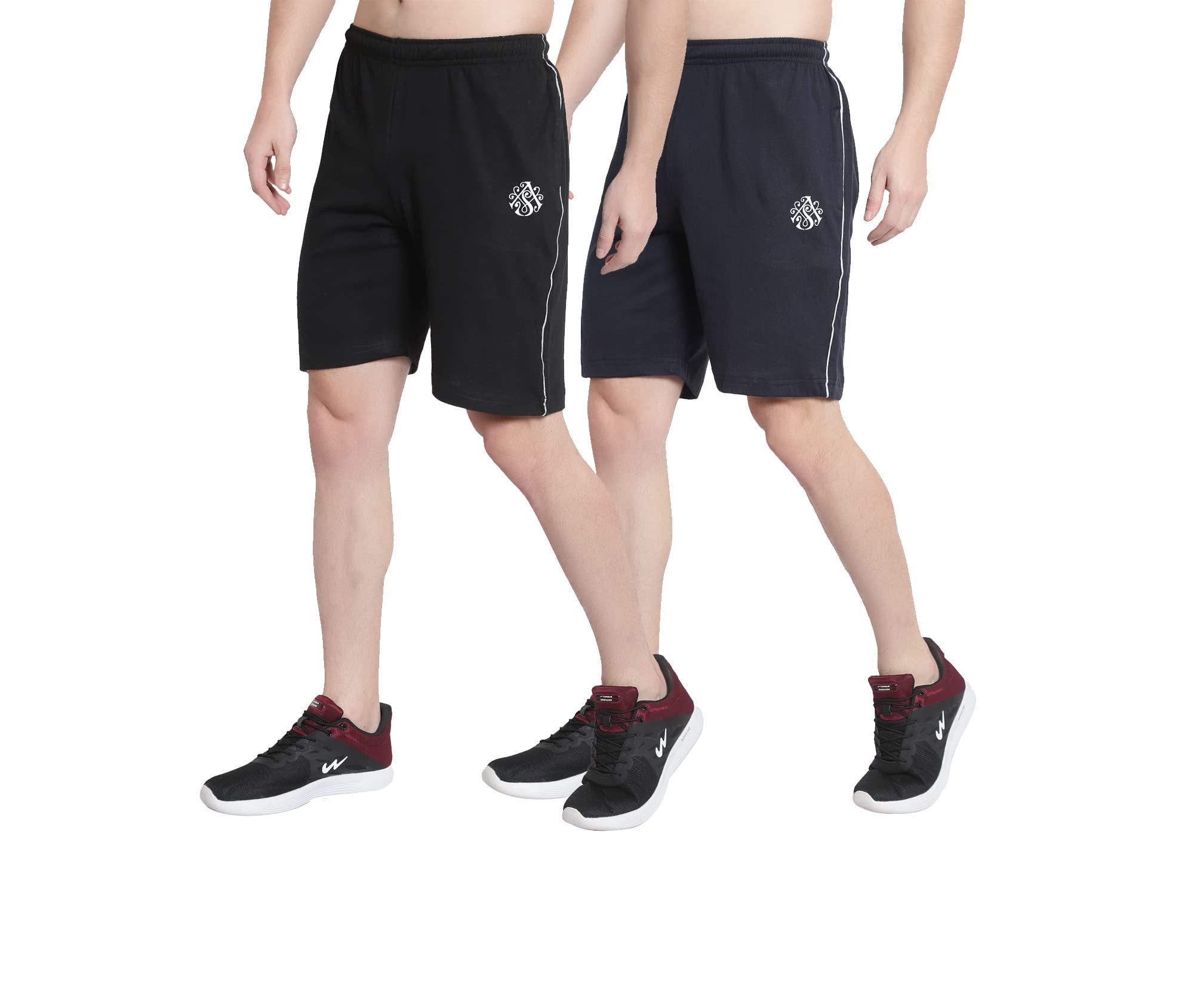 Mens Cotton Outdoor Quick Dry Lightweight Sport Shorts, Pack of 2 (Black, Darkblue, Size : 36 to 40 Inches Waistline)-image-17