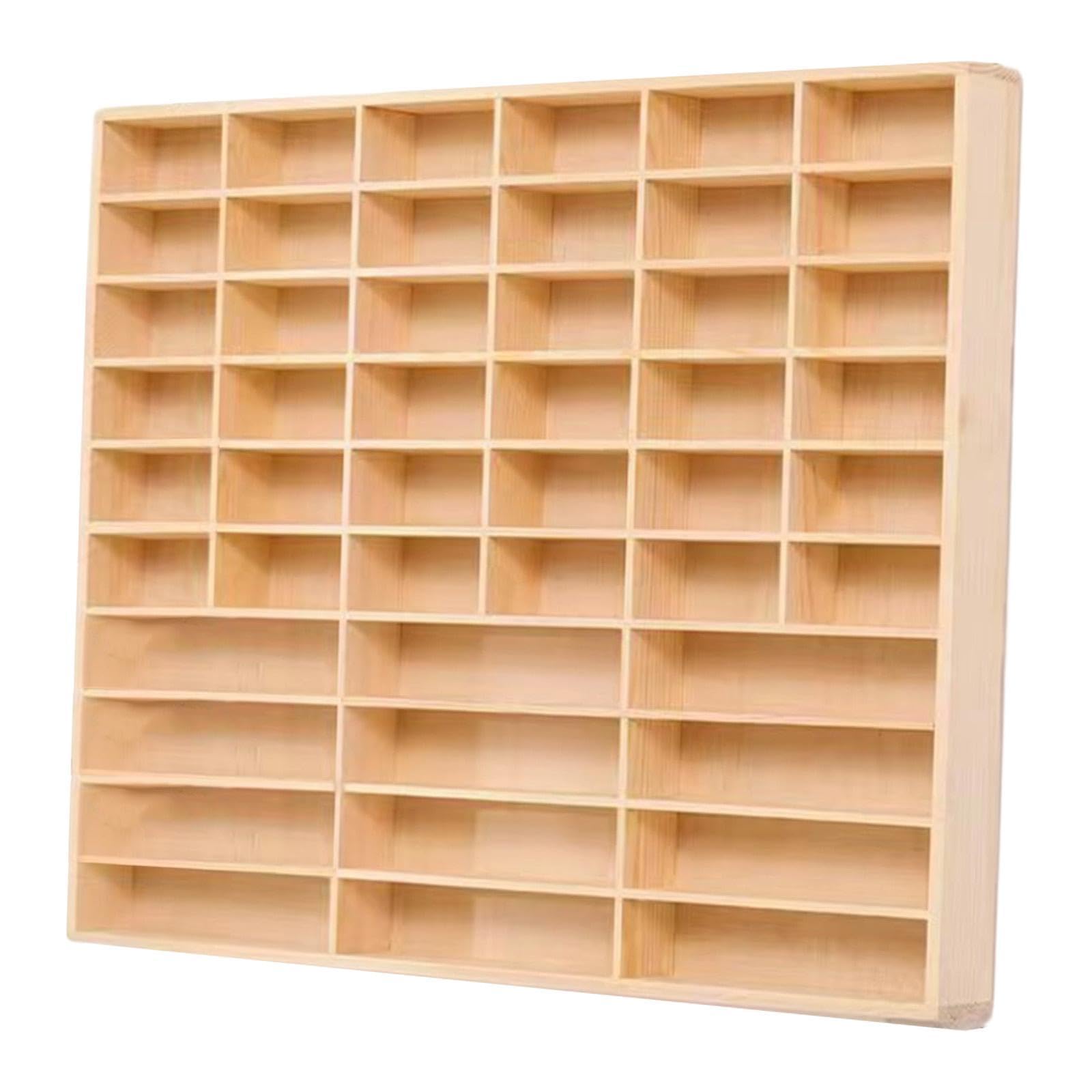 Holzregal für Modellautos mit Differenzierten Ablagen, Halterung für Actionfiguren, Miniatur Vitrinenschrank Zur Wandmontage, 58 cm X 47 cm X 4.9