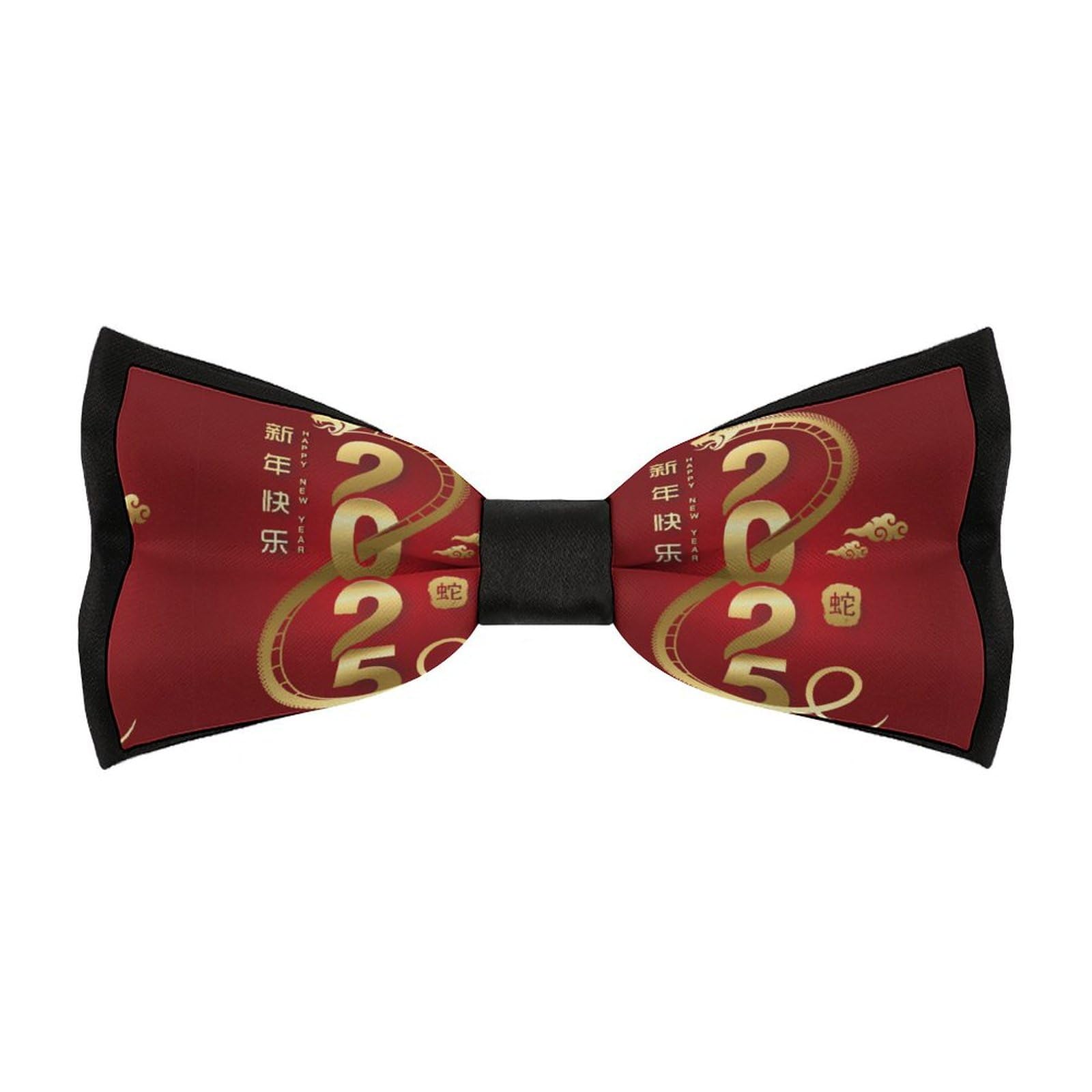 JYYAU Year Of The Snake 2025 Happy Chinese New Year 2025 Bow Tie Adjustable Necktie For Men Business Fashion Pre-tied Tie Neckwear Novelty Accessory For Weddings Party Festival