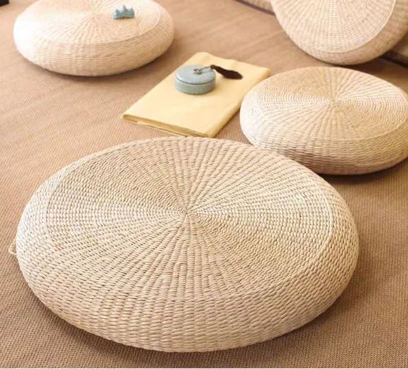 Cojín de suelo grueso contra dolor lumbar al meditar en tatami paja