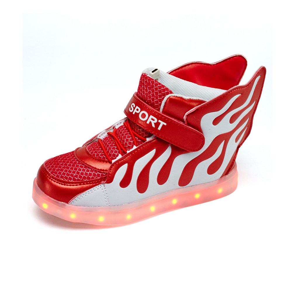 Kids Hi-Top Zapatillas de Deporte Llama Patrones Iluminación LED Zapatos de Carga USB Zapatillas