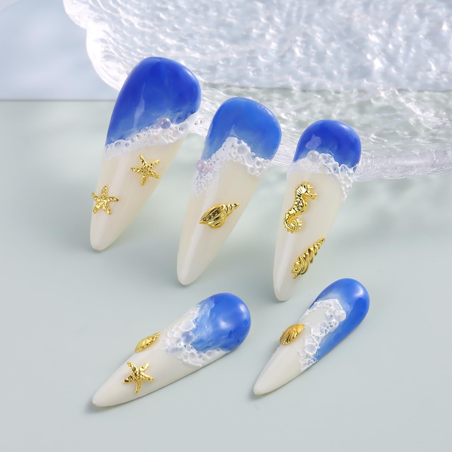 6 Compartiments Breloques De Nail Art En Forme Coquillage D'Été, Bijoux Ongles Nail Art Thème Océan, Breloques Ongles, Coquillage Decoration Pour DIY Décoration De Cartes Et Coques