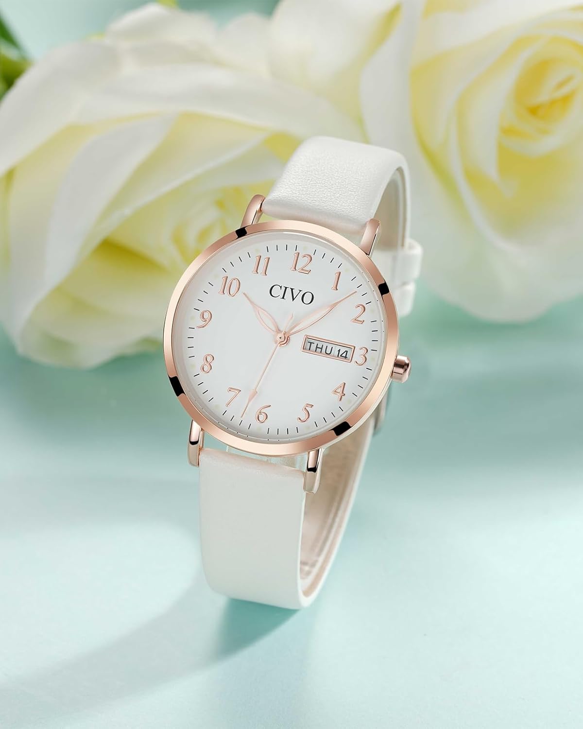 CIVO Womens Watch Leather Strap Waterproof Analog Quartz Watch Fashion Simple Elegant Dress Womens Wrist Watches - Image 8