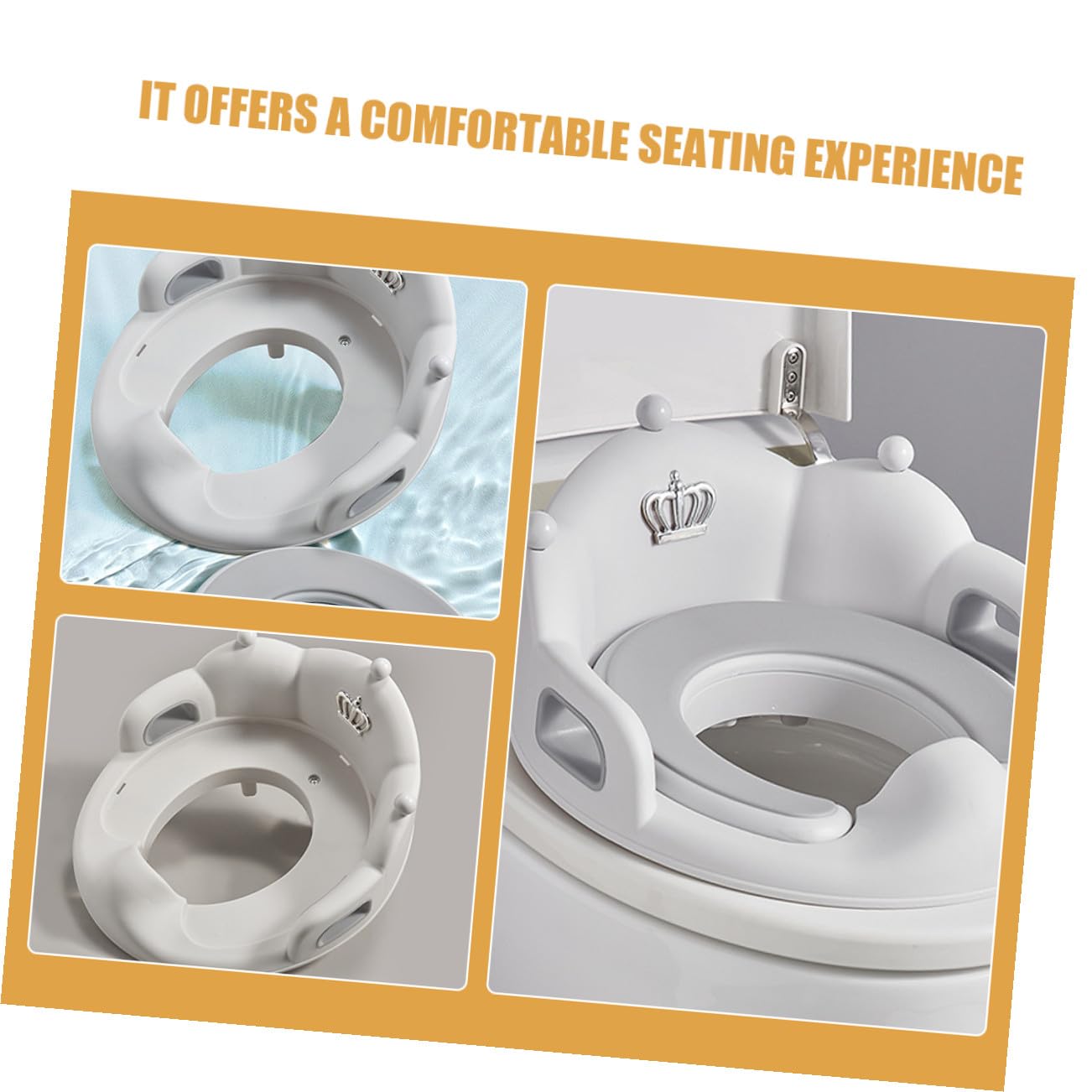 Asiento de Inodoro para Entrenamiento de Orinal Ñiño Gris Grande, Cojín Antideslizante Niñas, Funda Desmontable para Uso Doméstico, Asiento Cómodo para Retrete