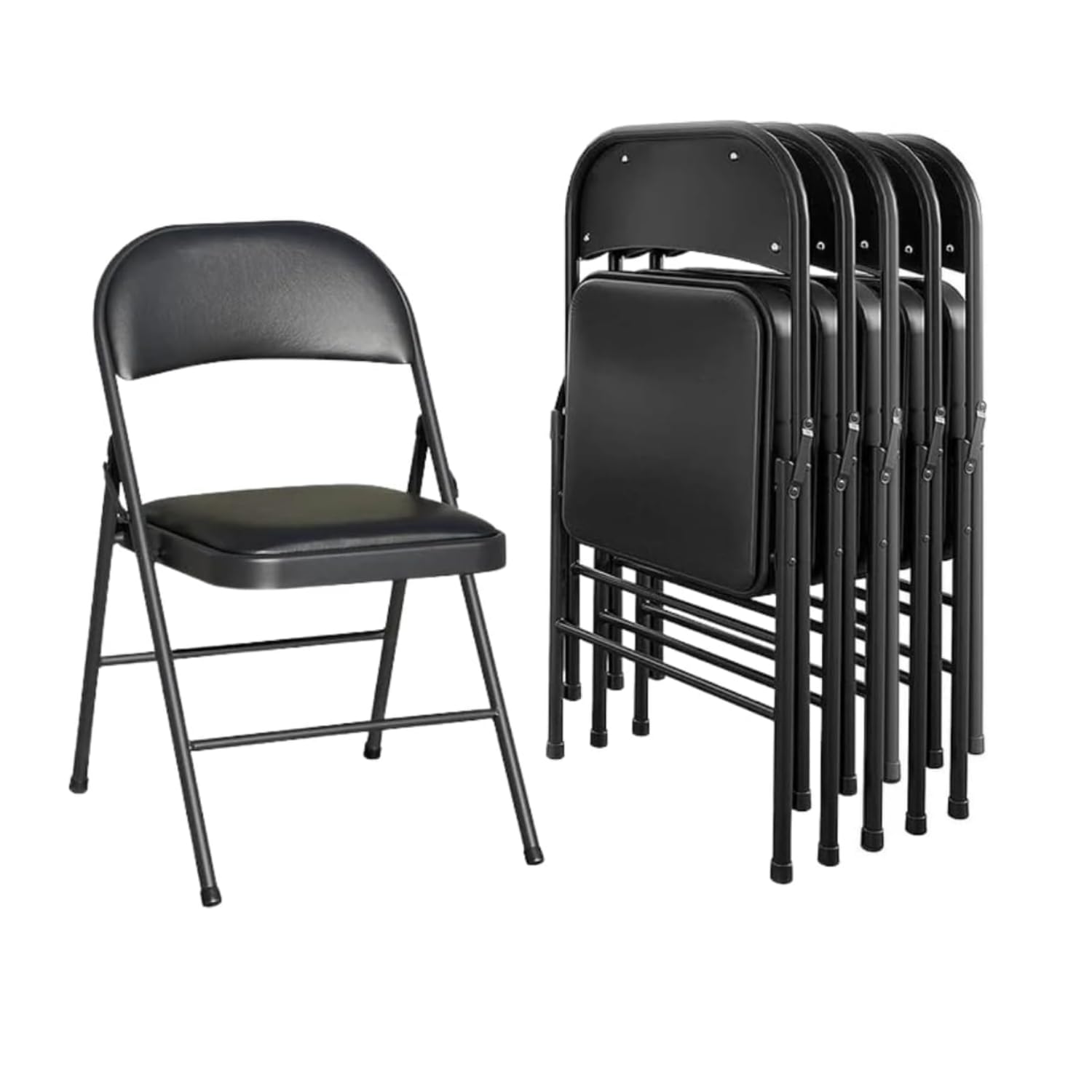 GrecoShop Set 6 Sedie Pieghevoli Salvaspazio con Imbottitura, Struttura in Metallo Robusta, Sedie per Ufficio Casa e Esterno, Portata 140 kg, Compatte e Resistenti