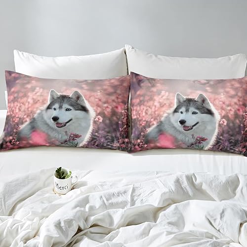 Miniatura 4 de Erosebridal Juego de sábanas tamaño individual de 2 piezas con estampado de perros en 3D de color rosa y cachorro, para niños y niñas, con estampado