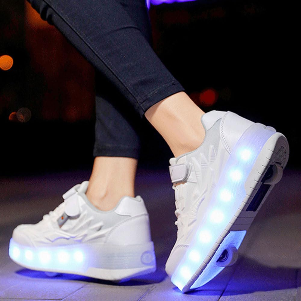 Hiseng Chaussure Roller Fille 29-41EU, Basket Roller pour Enfan Chaussure a Roulette Garcon Chaussure a Roulette Fille Garçons Chaussures Roller Roues Basket a Roulette Adolescents pour Extérieur