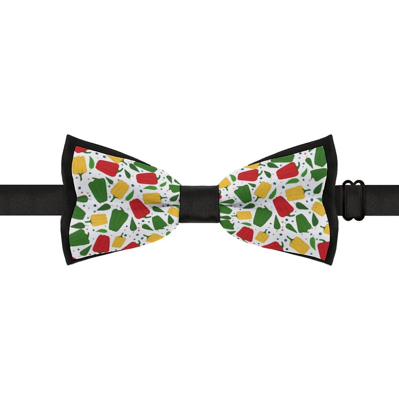 GoasNei Chili And Pepper Pattern Bow Tie for Men Adjustable Necktie Funny Tie Neck Ties for Weddings Party