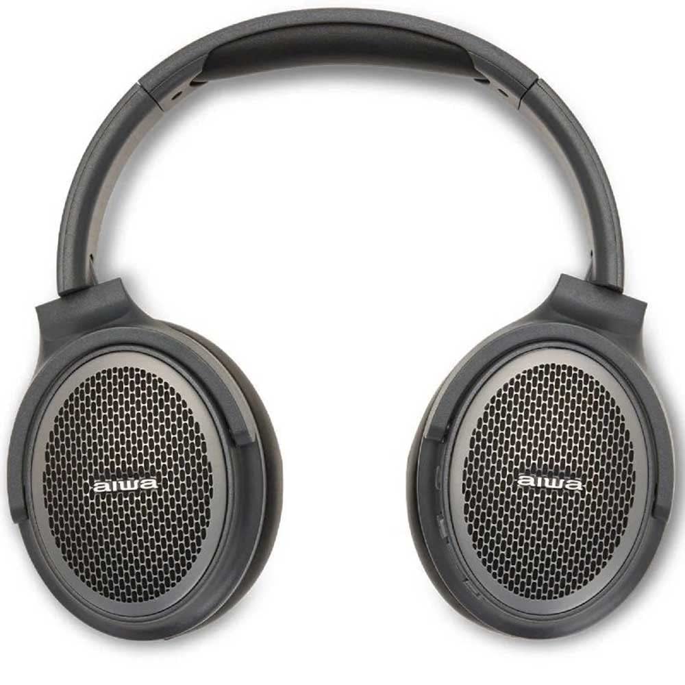AIWA - HST-250BT/TN Cuffia Stereo Wireless, Design Over-ear, Ergonomiche, con HYPERBass, Bluetooth, Vivavoce, Aux in, Mp3 Player Via MicroSD,12 h Autonomia, Colore Grigio Scuro