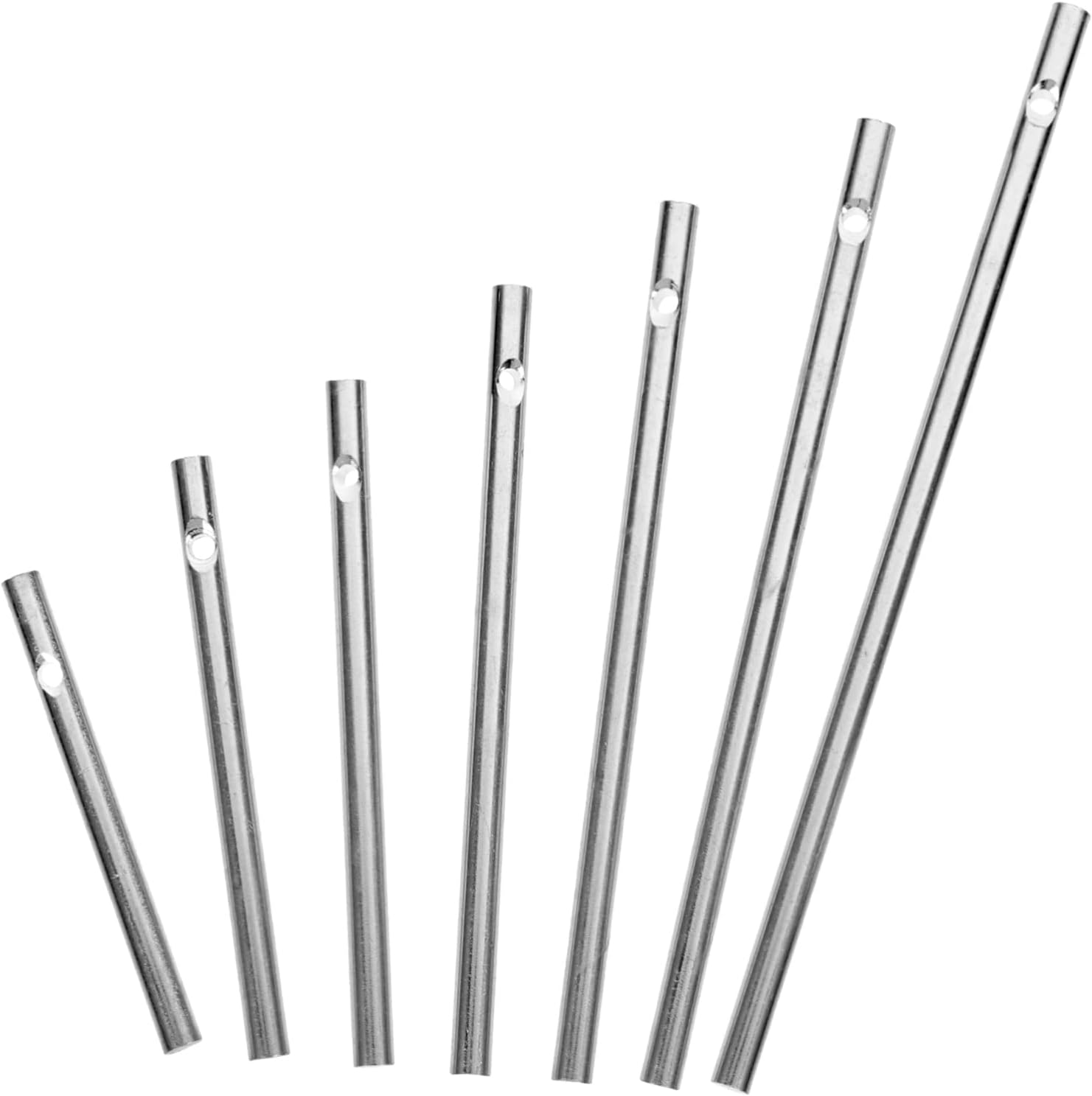POPETPOP 7pcs Aluminum Wind Chime Tubes Metal Chime Rods for DIY Hollow 4.3mm Diameter 5cm to 11.5cm Length Outdoor Garden Decoration Supplies
