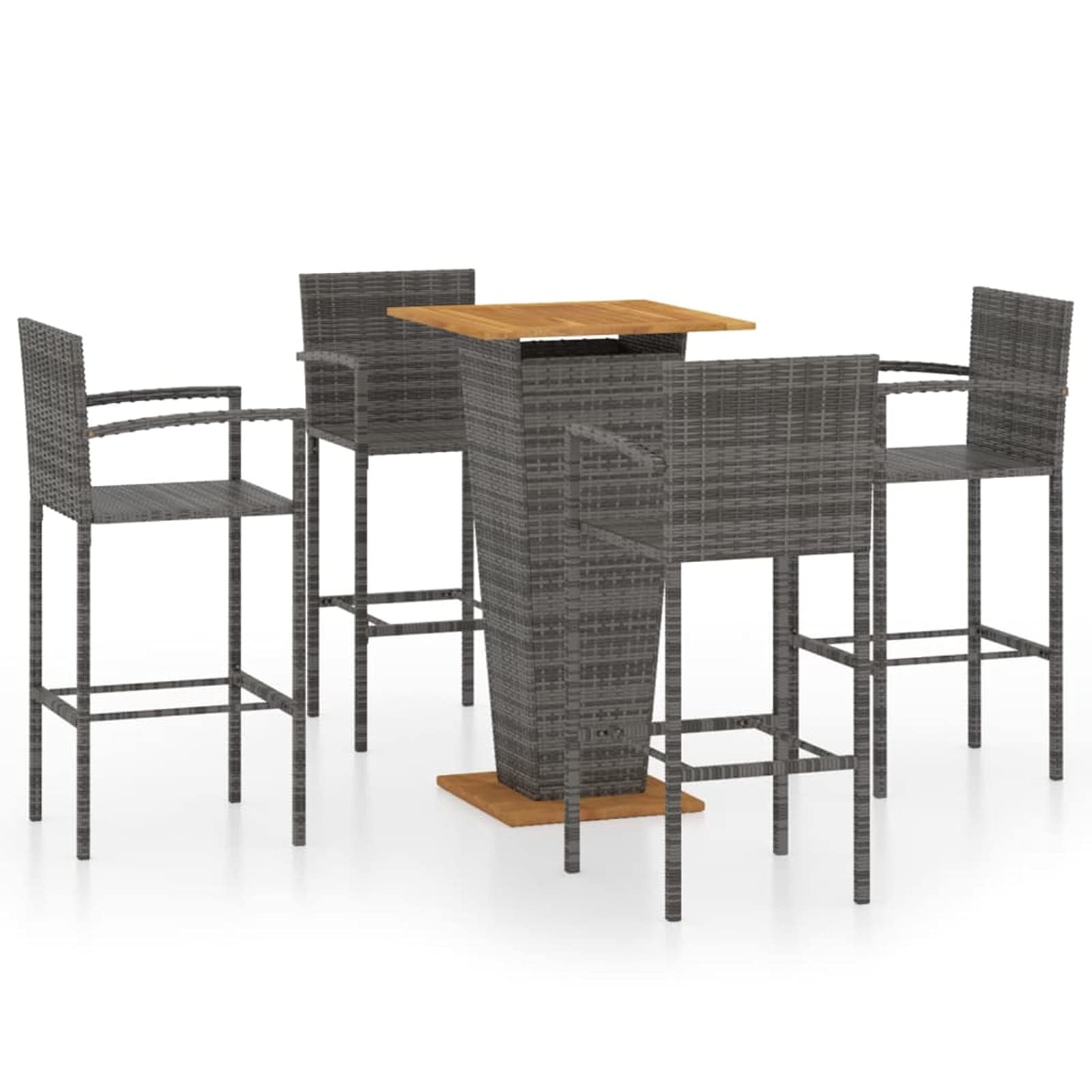 Ensemble de Bar Ensemble de Bar de Jardin Salon de Jardin Exterieur Salon Jardin Ensemble de Bar de Jardin 5 pcs Gris BN