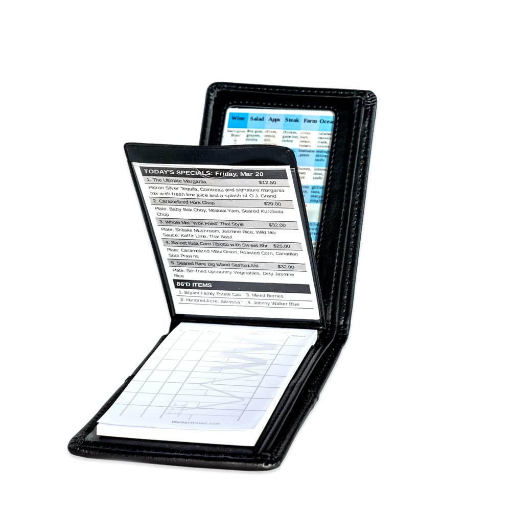 Waiter WalletWaiter Wallet Jr. Deluxe Server Book Organizer with Clear Pocket Insert for Waiters and Waitresses | Includes Restaurant Guest Order Pad | Pocket Size fits Apron and Most Pant Pockets | 4" x 5.75"