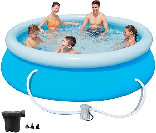 Piscina inflable para la familia con bomba de filtro, bomba de aire, piscinas sobre el suelo de 10 pies para adultos, piscina redonda fácil de