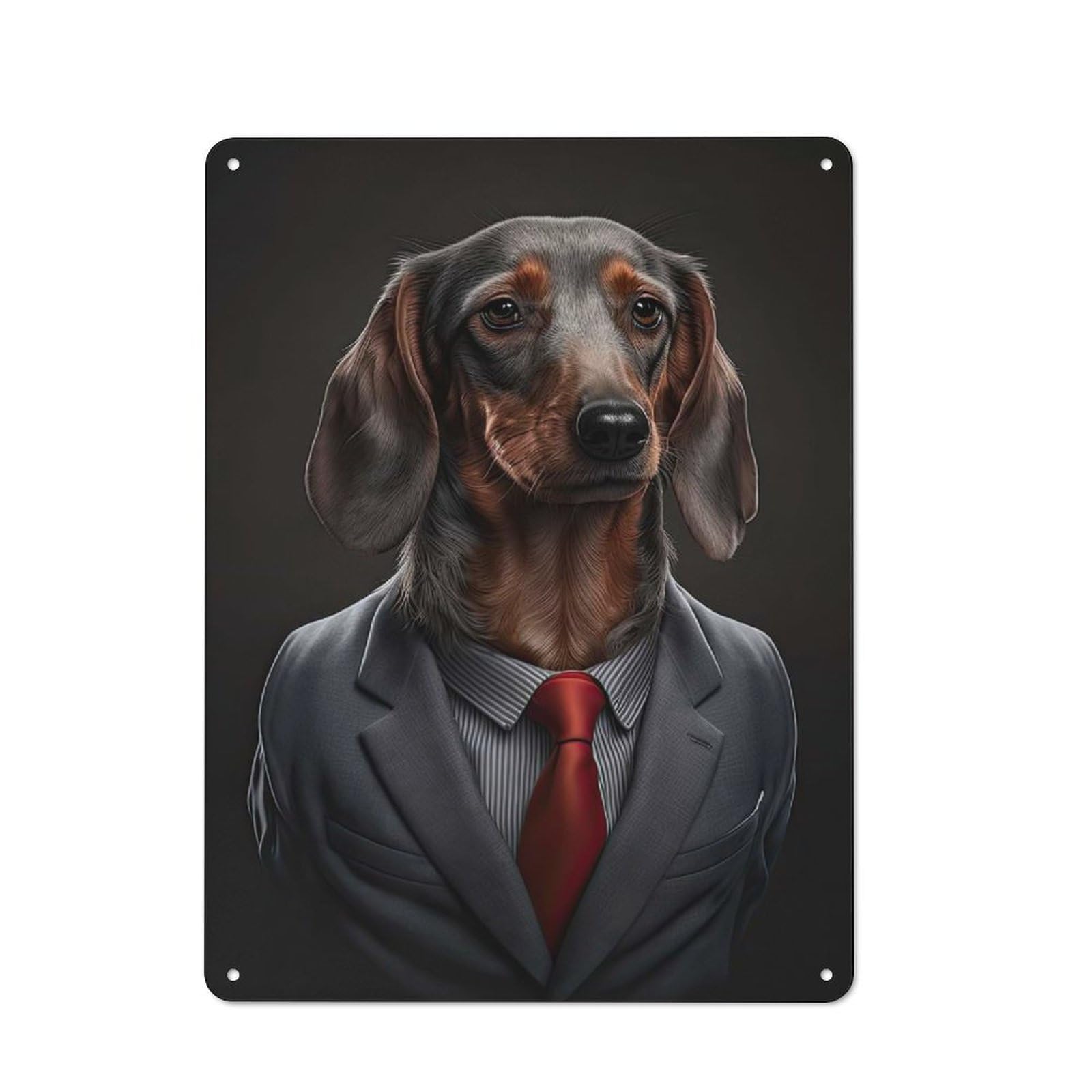 Junmoney Men's Style-20 Dachshund In A Suit Retro Metal Sign 40X30cm For Living Room Or Hallway, For Updating Living Room And Hallway After Moving