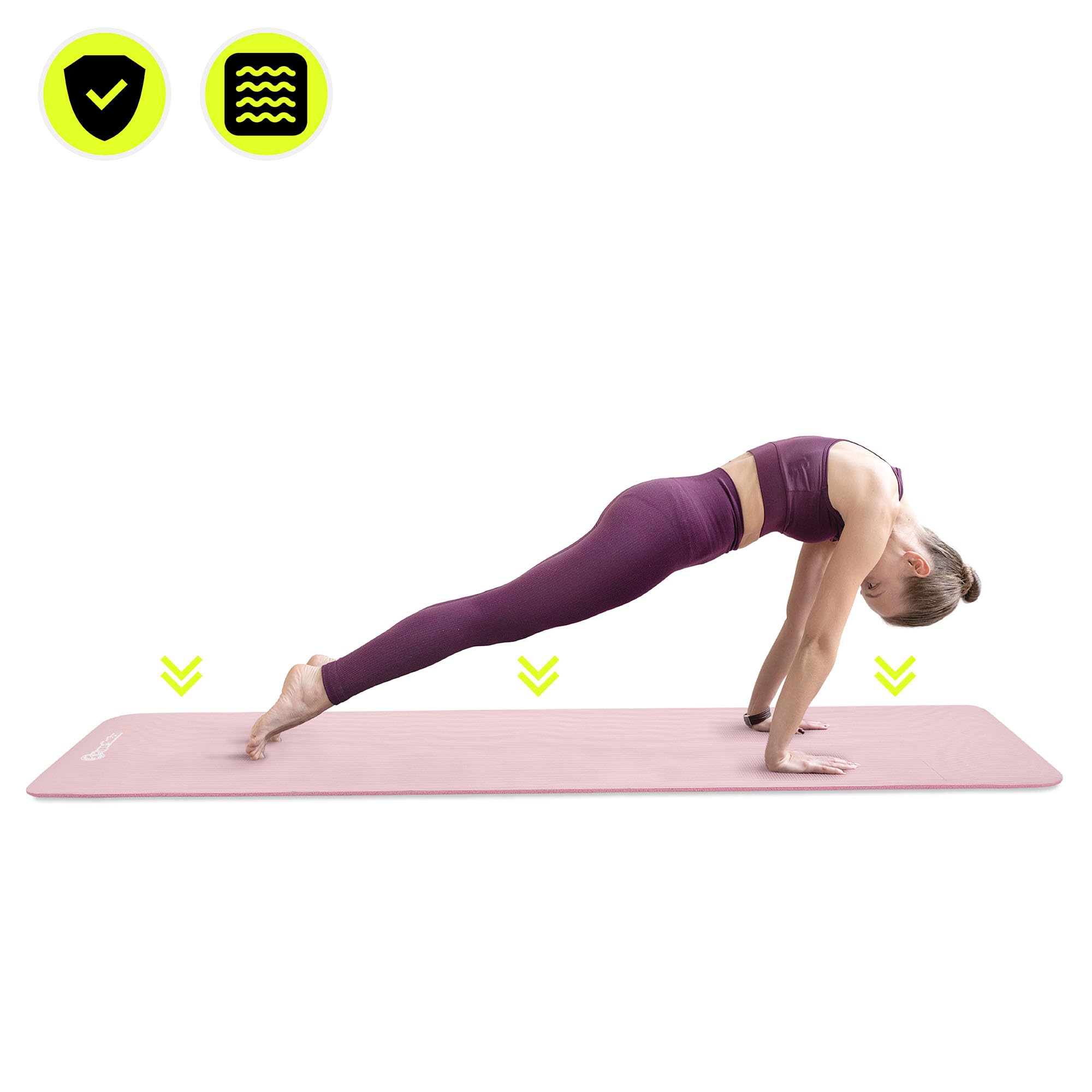 HyperMotion Mata do Ćwiczeń Fitness i Jogi NBR 183x61x0,8 cm Różowa, Antypoślizgowa, 8 mm, z Paskiem do Ćwiczeń i Przenoszenia, do Jogi, Pilatesu i Stretchingu