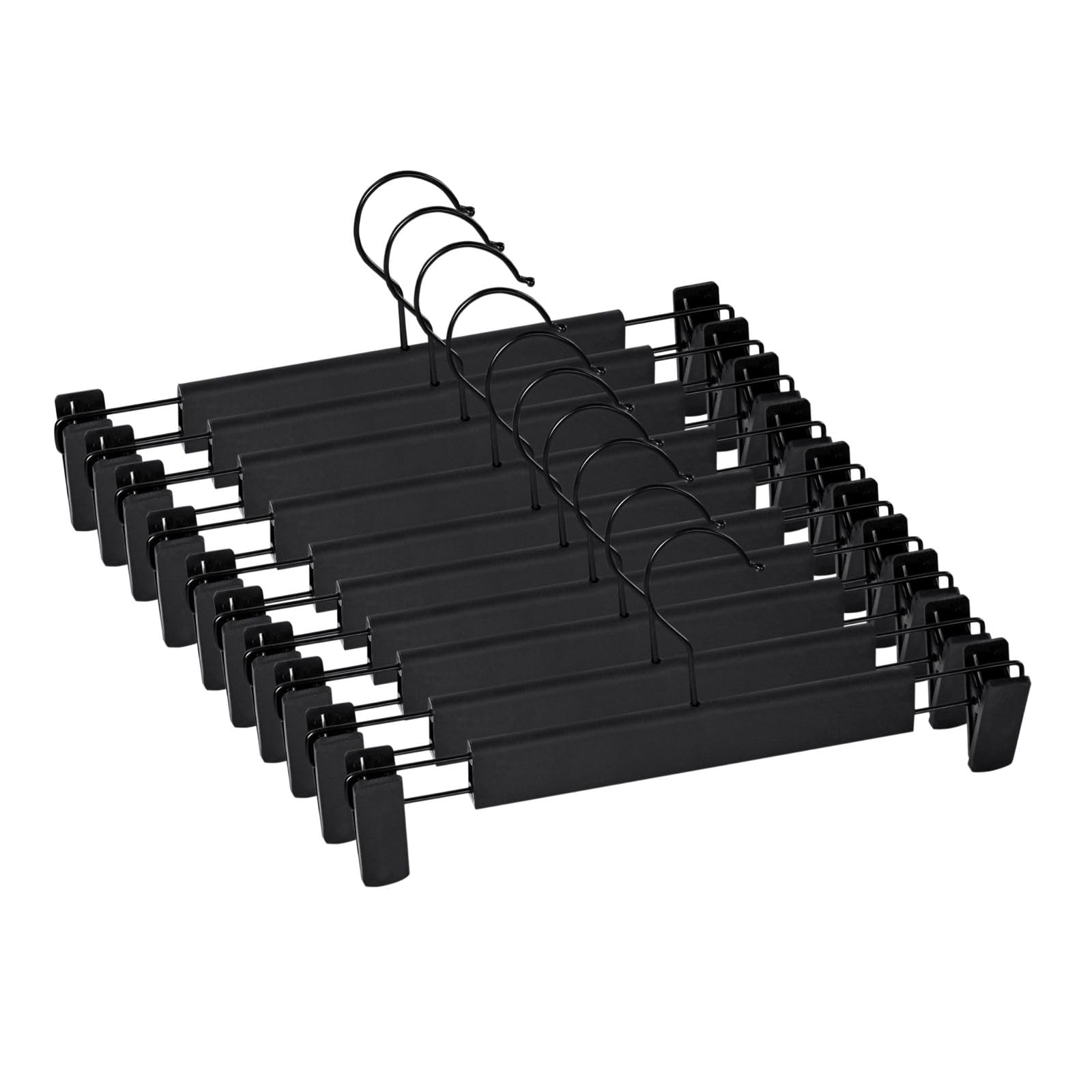 Juego de 10 Perchas para Pantalones, Faldas, con 2 Pinzas, Set de 10 Perchas para Camisas, Bufanda, Cualquier Prenda, Gancho de Metal 360º, Colgadores con Pinzas