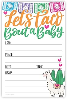 Taco Bout A Baby Shower Invitations (20 Count) with Envelopes - Llama and Cactus Fiesta Baby Shower Invites - coolthings.us