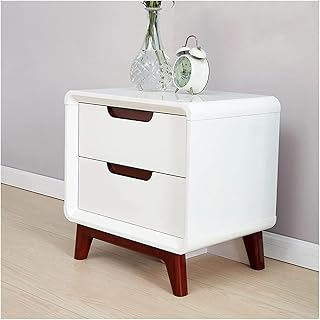 DTACBNEUZ Mesilla de Noche Mesitas de Noche, Cajones de Noche, Mesita de Noche con 2 Cajones y Guías de Metal, Color Blanco. Tamaño: Alto 51 x Ancho 50,5 x Fondo 39 cm Mesilla de Noche