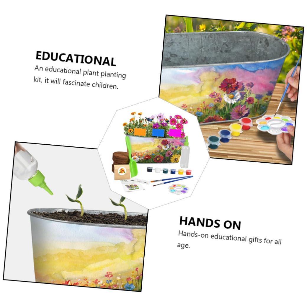 Toyvian Kit de Jardinage en Fer pour Cultiver Fleurs et Plantes pour Garçon et Filles Outils DIY pour Moments Parent-garçon et Filles Créatifs et Éducatifs