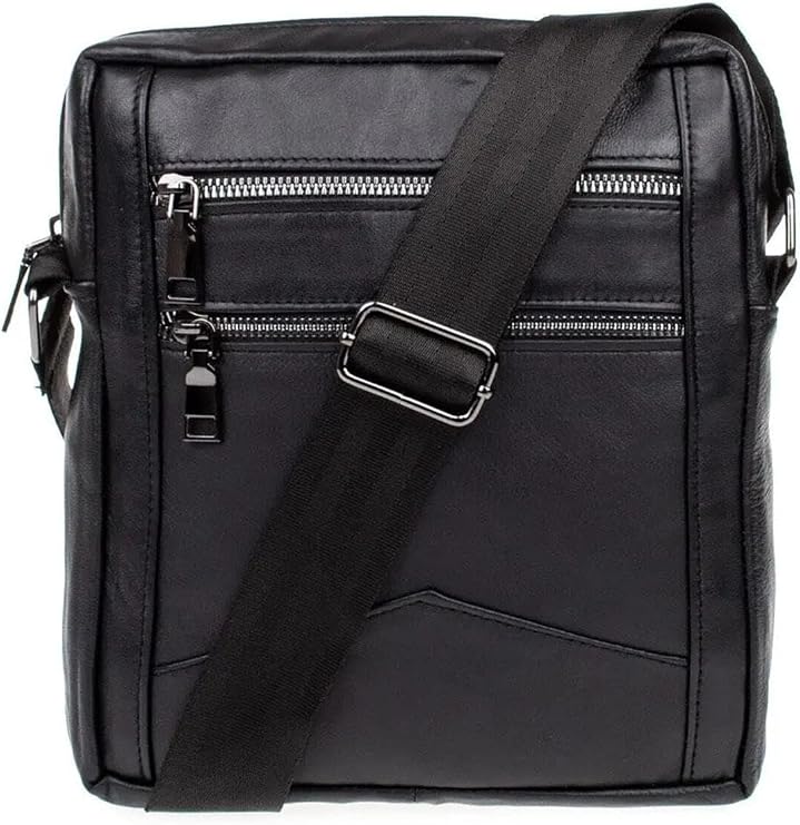 Genuine Quality Leather Black Freebag Men's Bag PLATE