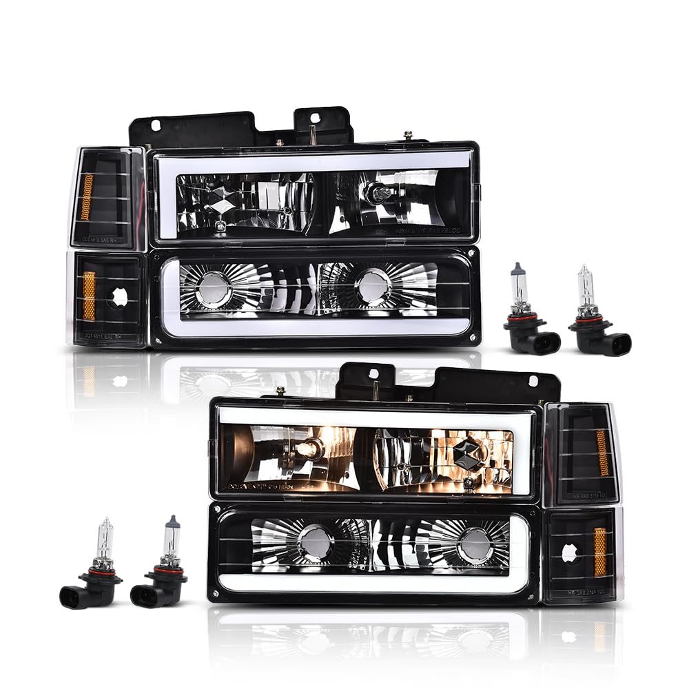 G-PLUS LED Headlights Assembly,Fit For Chevy & GMC C1500 K1500 Yukon 1994-1999/1994-1999 C/K 1500 2500 Suburban/1994-2000 C/K 2500 3500,Clear lens