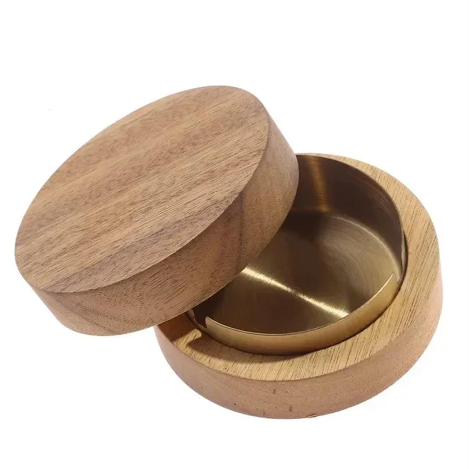 ashtray, Desktop Ashtray 1Pcs Walnut Wood Ashtrays With Lid Covered Windproof(C Gold -1pcs)