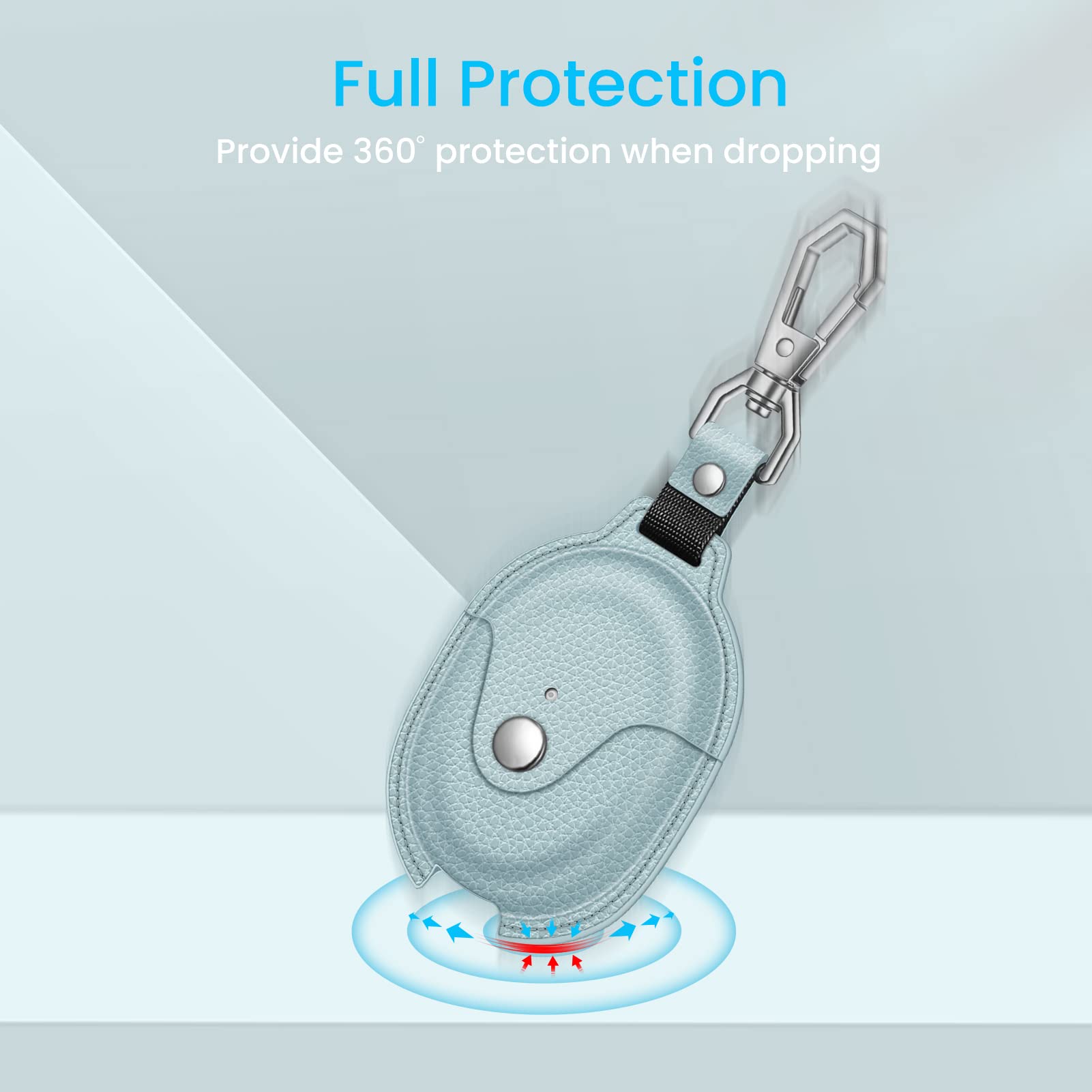 Fintie Protective Case for Pixel Buds A-Series (2021) / Pixel Buds 2 (2020), Premium PU Leather Slim Fit Metal Snap Closure Portable Cover Skin with Keychain, Ice Blue