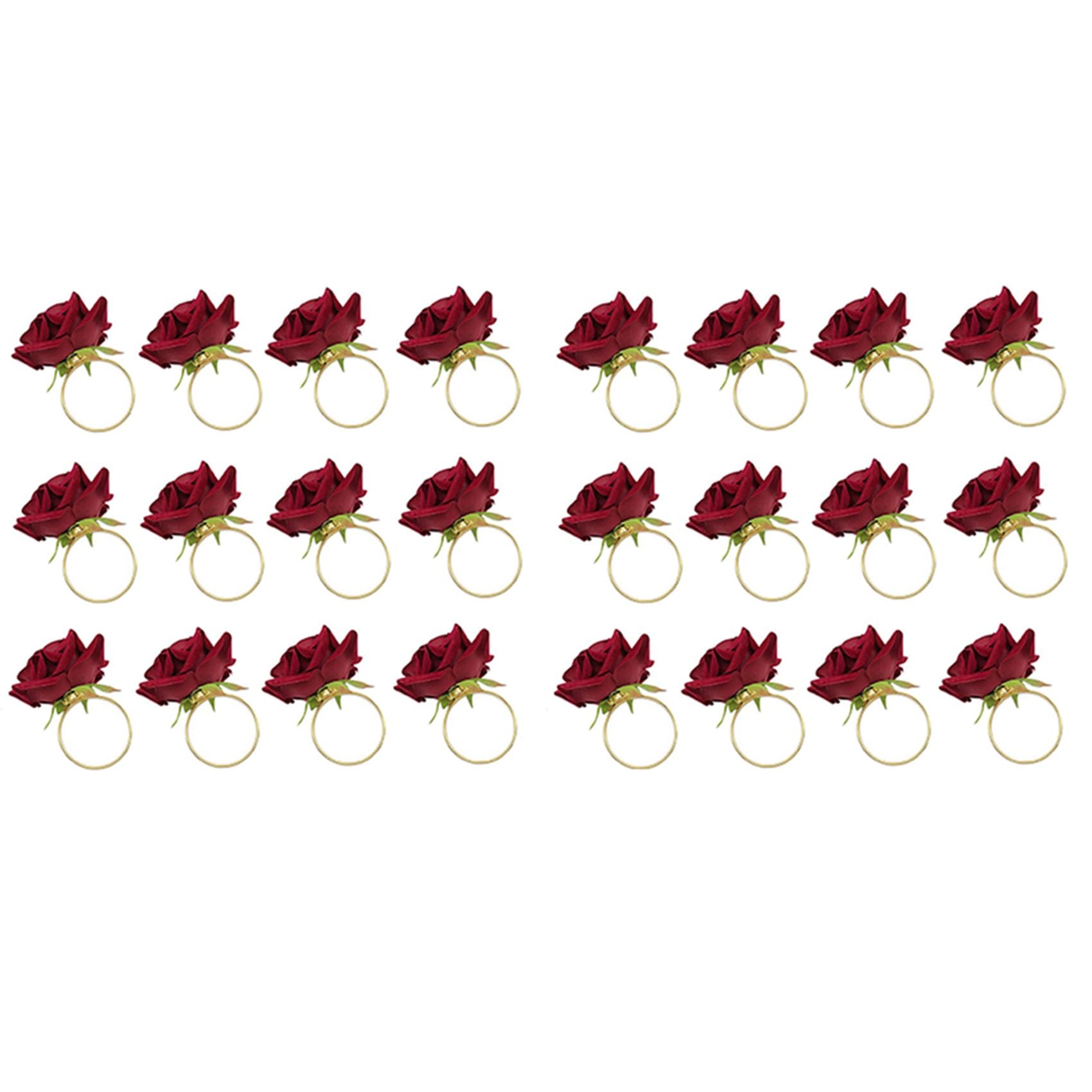 Hndhbfgrt 24 PCS Red Rose Shape Towel Buckle Napkin Ring Wedding Party Valentine'S Day Hotel Table Decor Metal Gold Napkin Holder