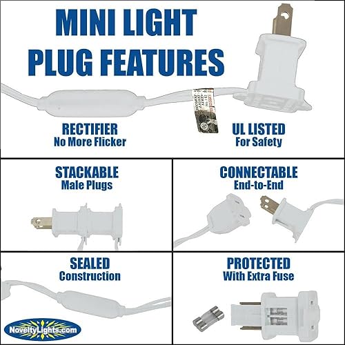 Miniatura 9 de Novelty Lights Luces de red de 4 x 6, 100 LED blancos puros con espacio de 4 pulgadas, bombillas de gran angular de 0.197 in en cable verde,