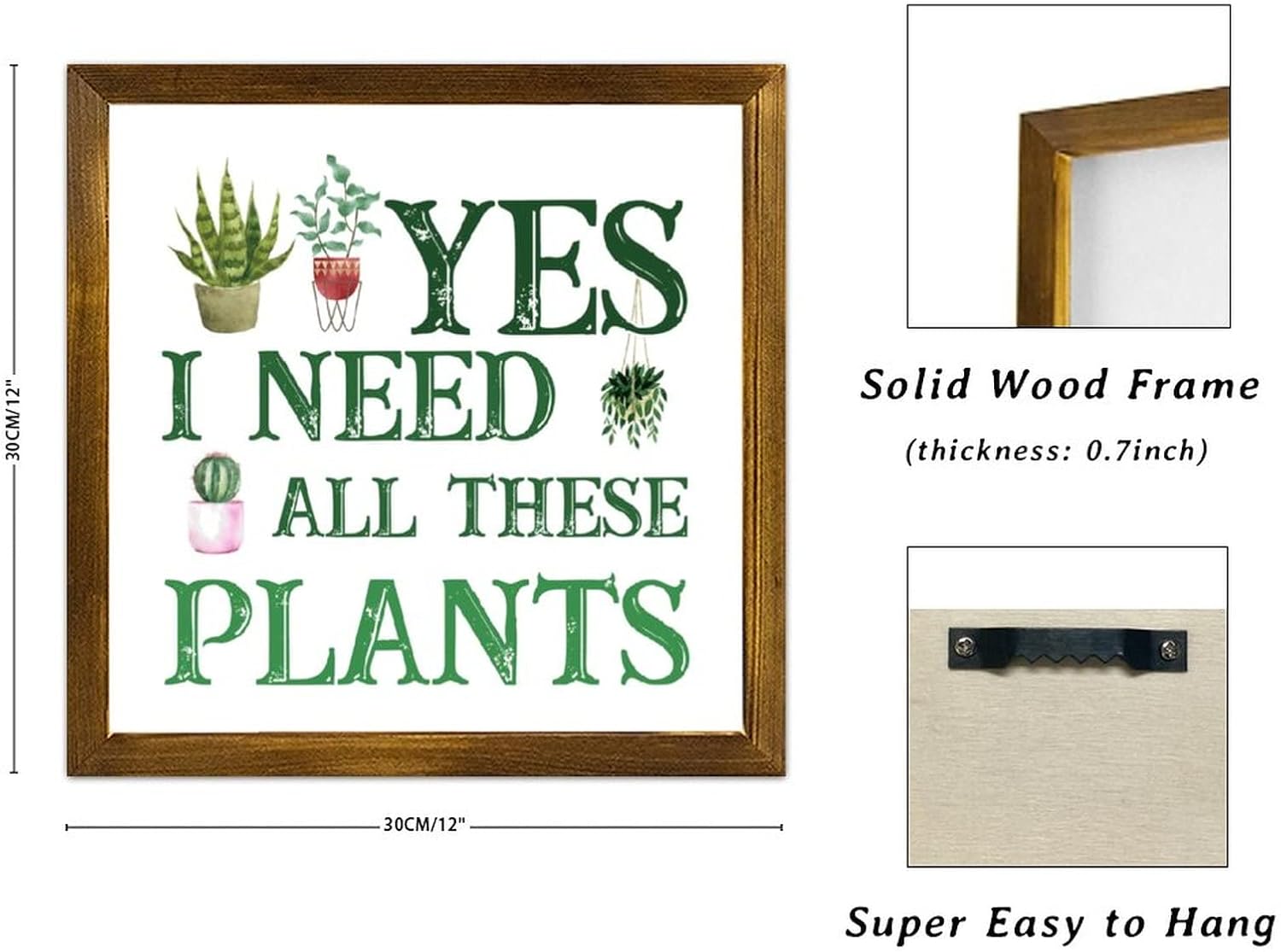 Yes I Really Do Need All These Plants Framed Wood Signs Garden Hanging Sign Botanist Decorative Home Wall Art Artistic Wooden Farmhouse Plaque For Bedroom Wedding Living Dining Room Decor 12x12in