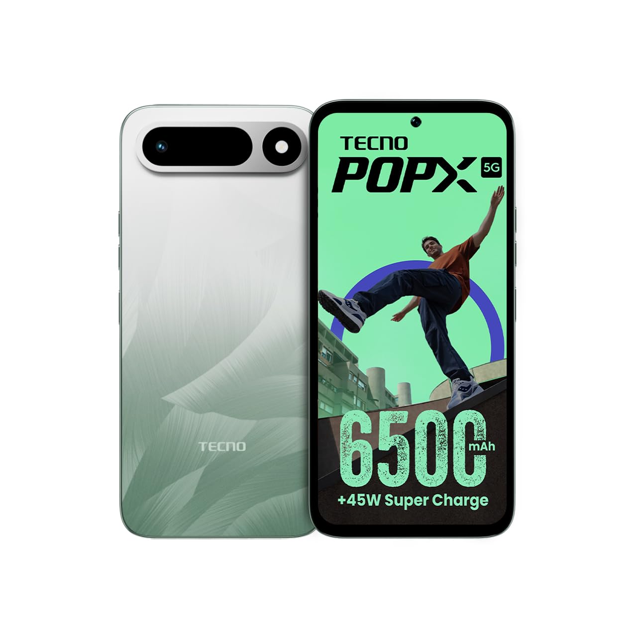 未使用THE POP GROUP_HOW MUCH LONGER... T Tecno POP X 5G (Ripple Green, 4GB+128GB) | 6500mAh+45W Fast Charger |