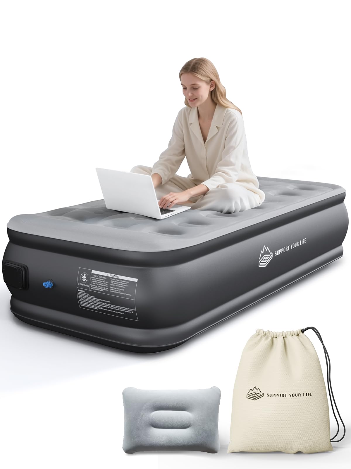JUITOY Twin Air Mattress with Built in Pump