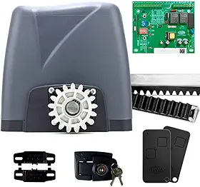 Kit Motor Portão Rossi DZ Nano Turbo 600Kg 1/4 Deslizante Automático de Correr Eletrônico Com Abertura Rápida com 4 Metros de Cremalheira (220v)