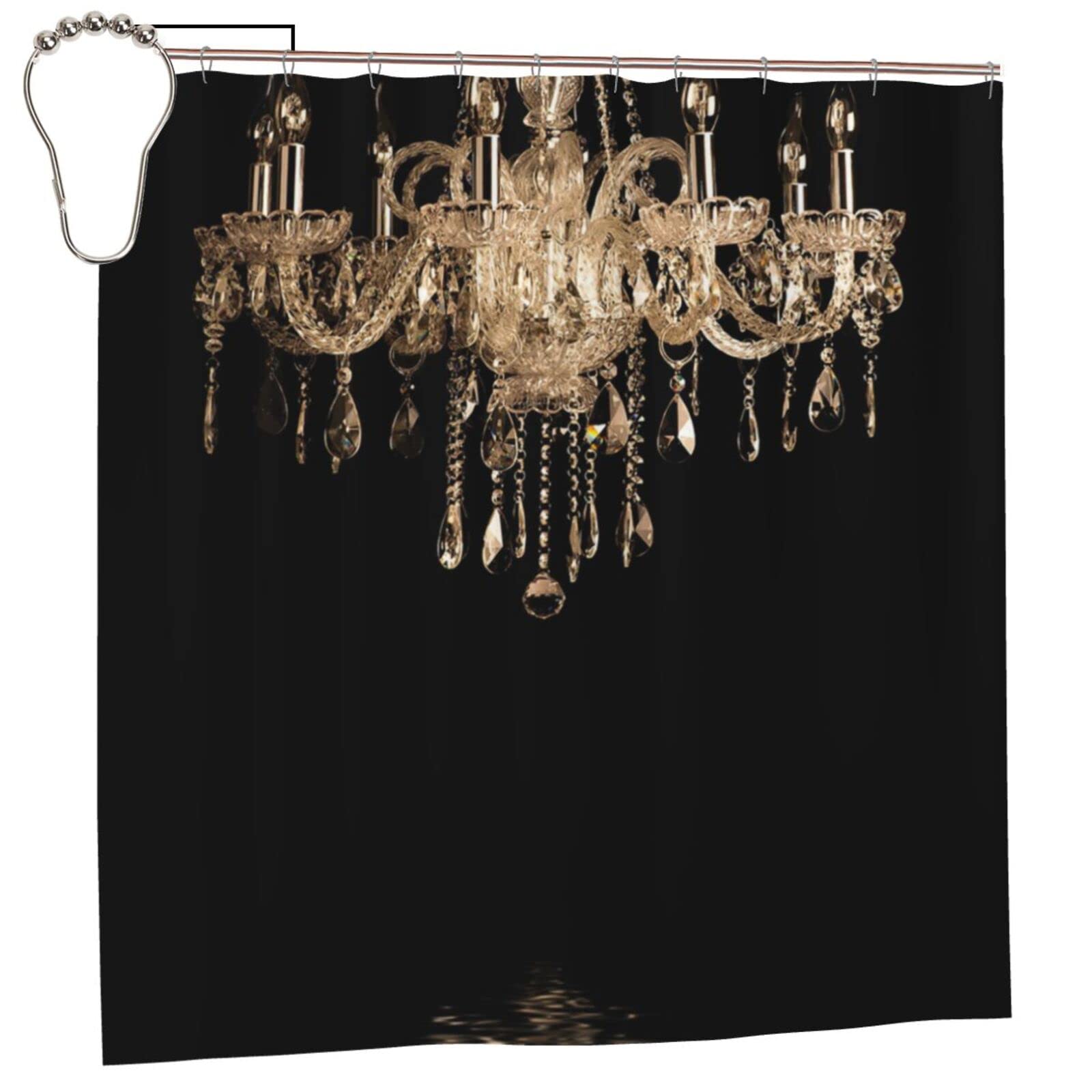 Rideau de douche imperméable lavable 183x183cm accessoire douche cristal moderne avec crochets