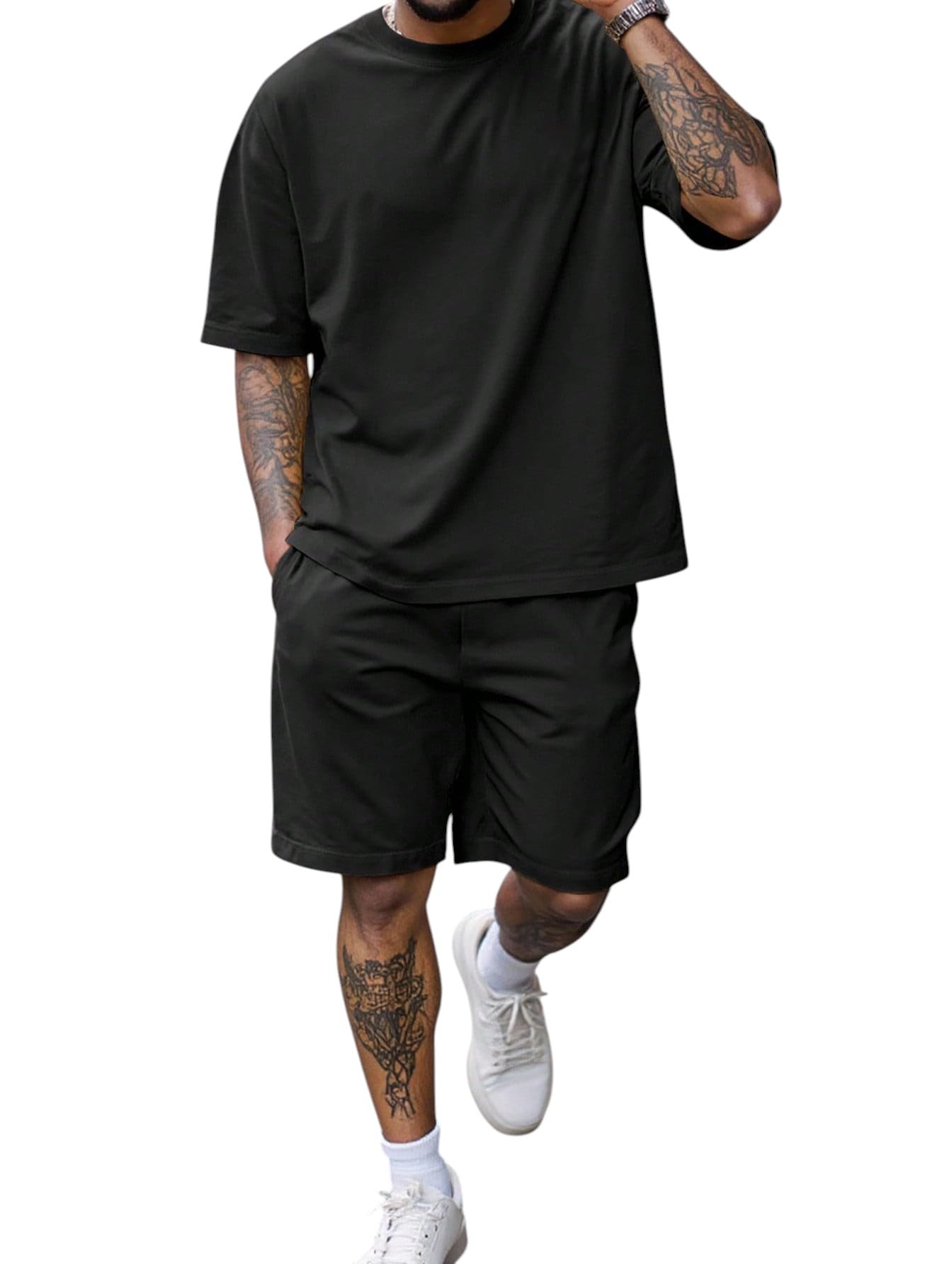 dockstreet Men’s Oversized Co-ord Set Trending casual wear/Comfortable Lounge wear set with oversized T-shirt and Shorts-picture-11