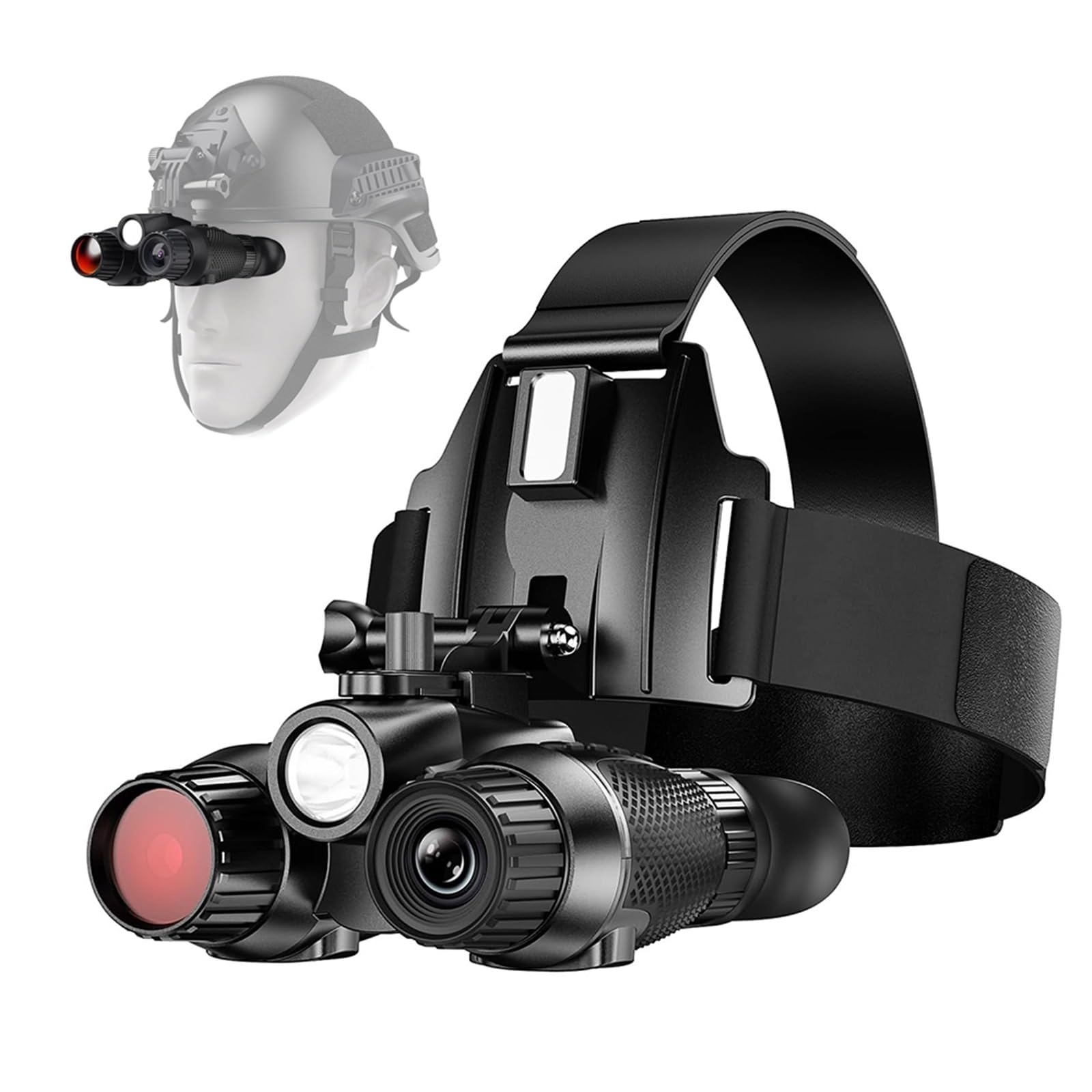 Lunettes de Vision Nocturne montées sur la tête NV8100 Jumelles de Vision Nocturne Mains Libres 4K Rechargeables, Lampe de Poche, 1300 Pieds, Zoom numérique 8X