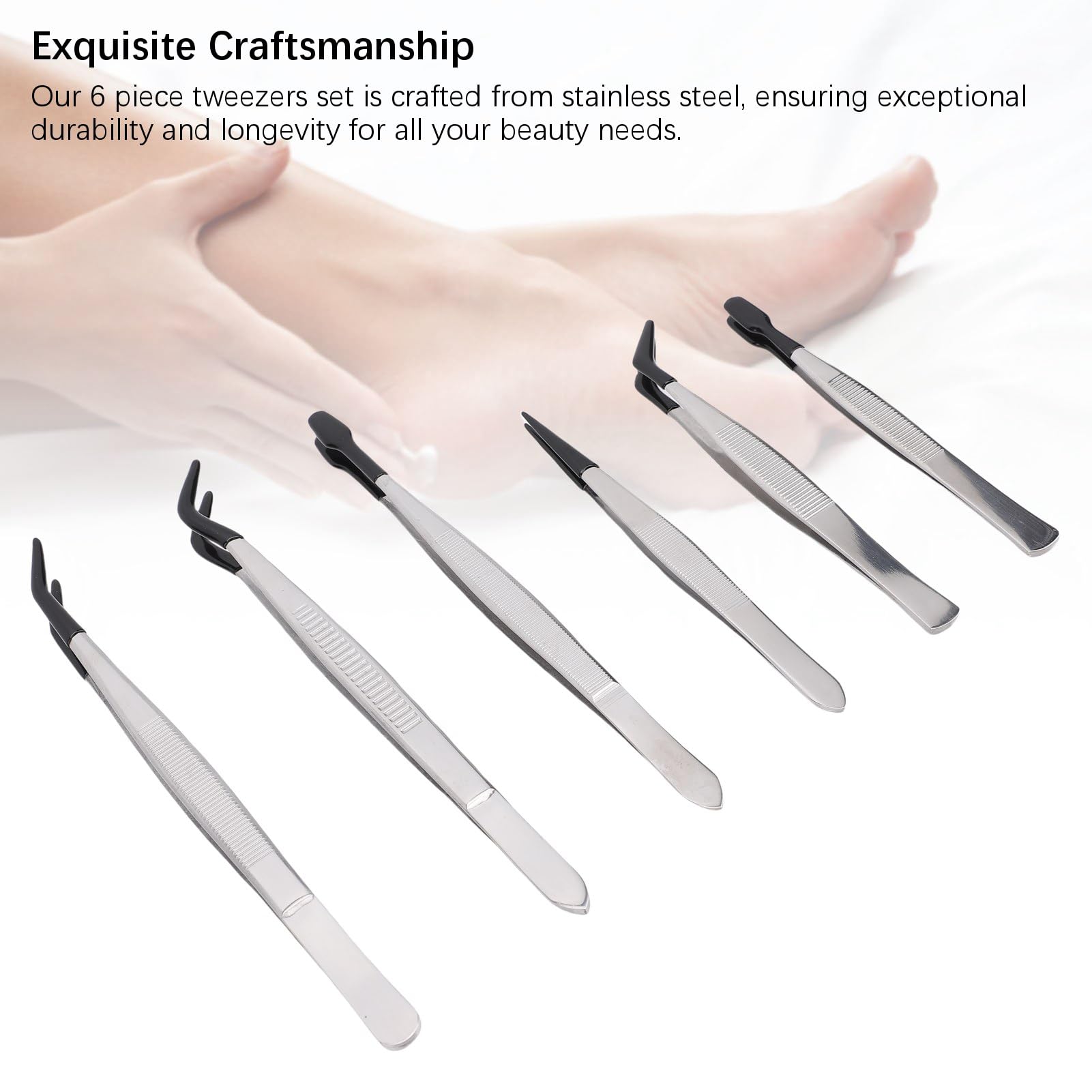 Stainless Steel Tweezers Set Securely Grasp False Eyelashes Stamp Multifunctional Tool for Makeup Application and Collection