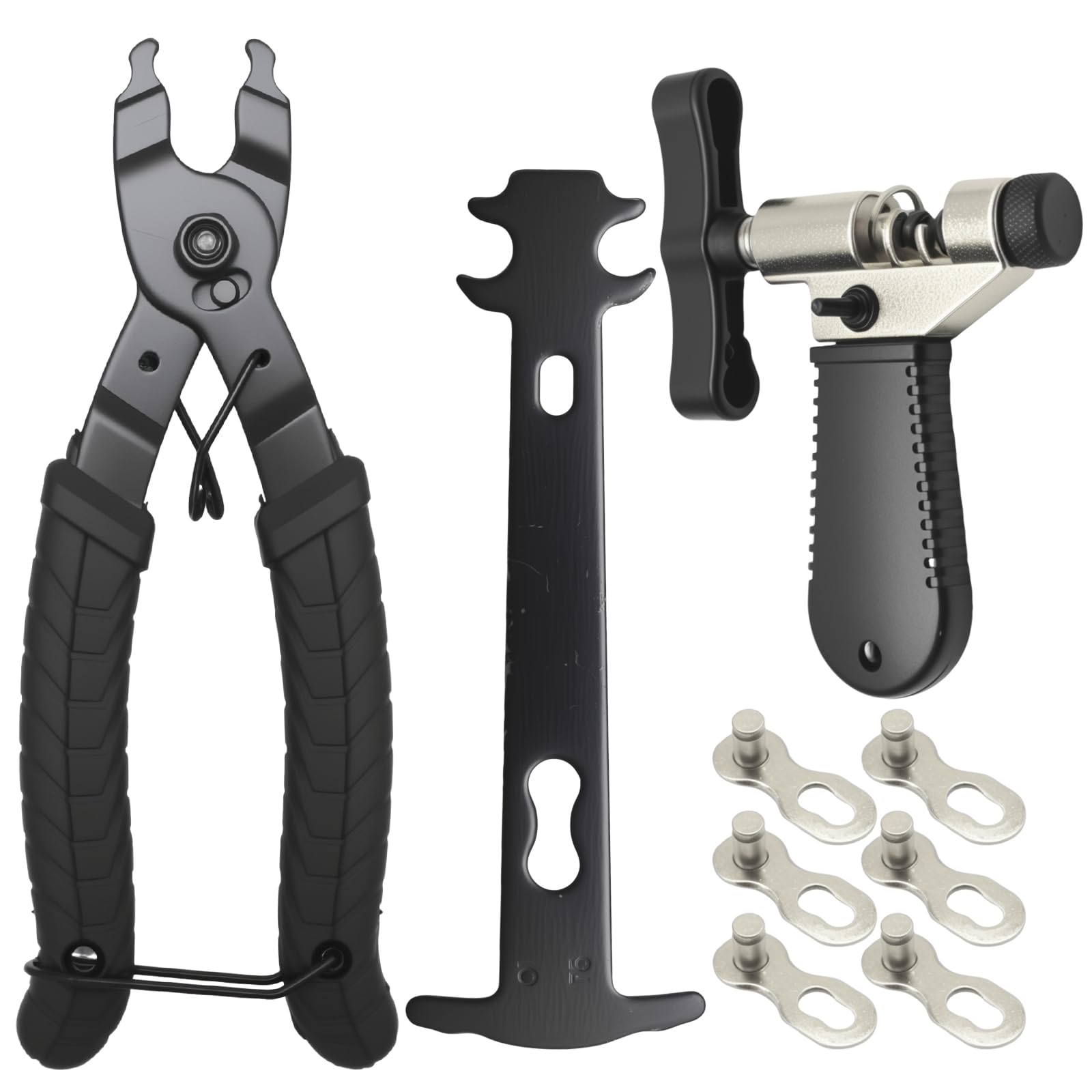 Ollanoos Bike Chain Repair Tool Kit, Includes Link Plier, Chain Cutter, and Inspection Caliper, Suitable for 6-10 Speed Road and Mountain Bikes