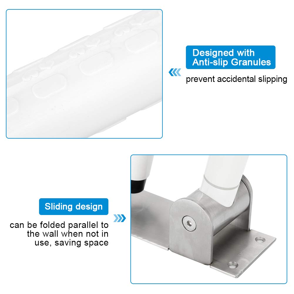 Barre d'Appui WC, Barre D'appui Pliable pour Toilettes Main Courante De Sécurité De Salle De Bains arre WC Handicapé avec Porte Rouleau Barre de Securité WC Barre de Maintien WC