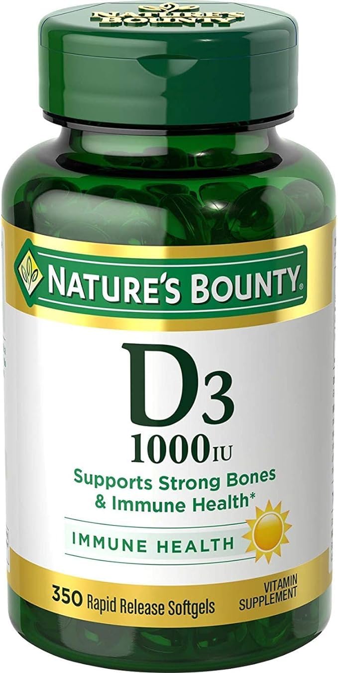 Bounty D-1000 IU Dietary Supplement Rapid Release Liquid Softgels 350 ea (Pack of 2)