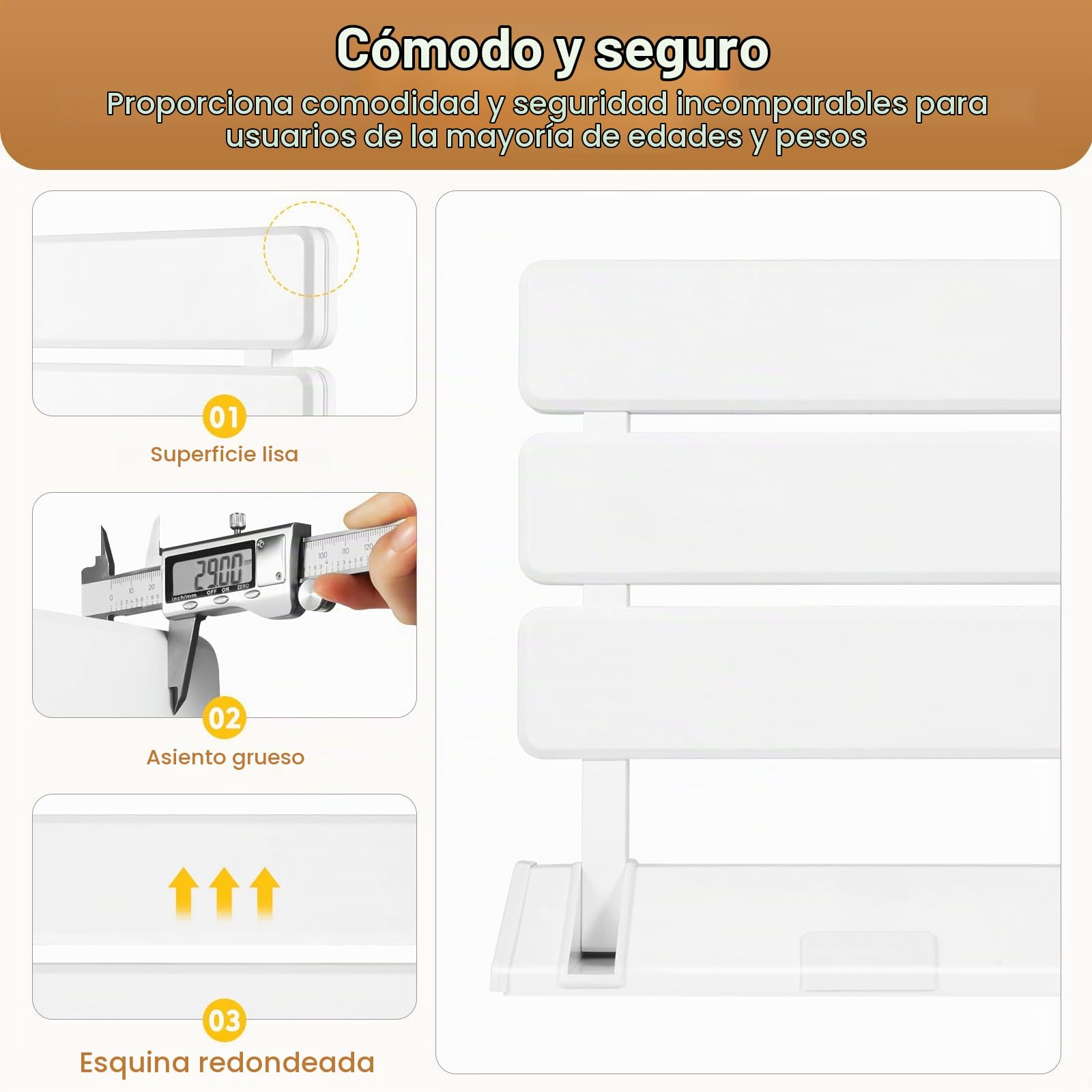 Silla de ducha plegable, montada en la pared, hasta 130 kg, antideslizante, barra de ducha, asiento, silla de baño para personas