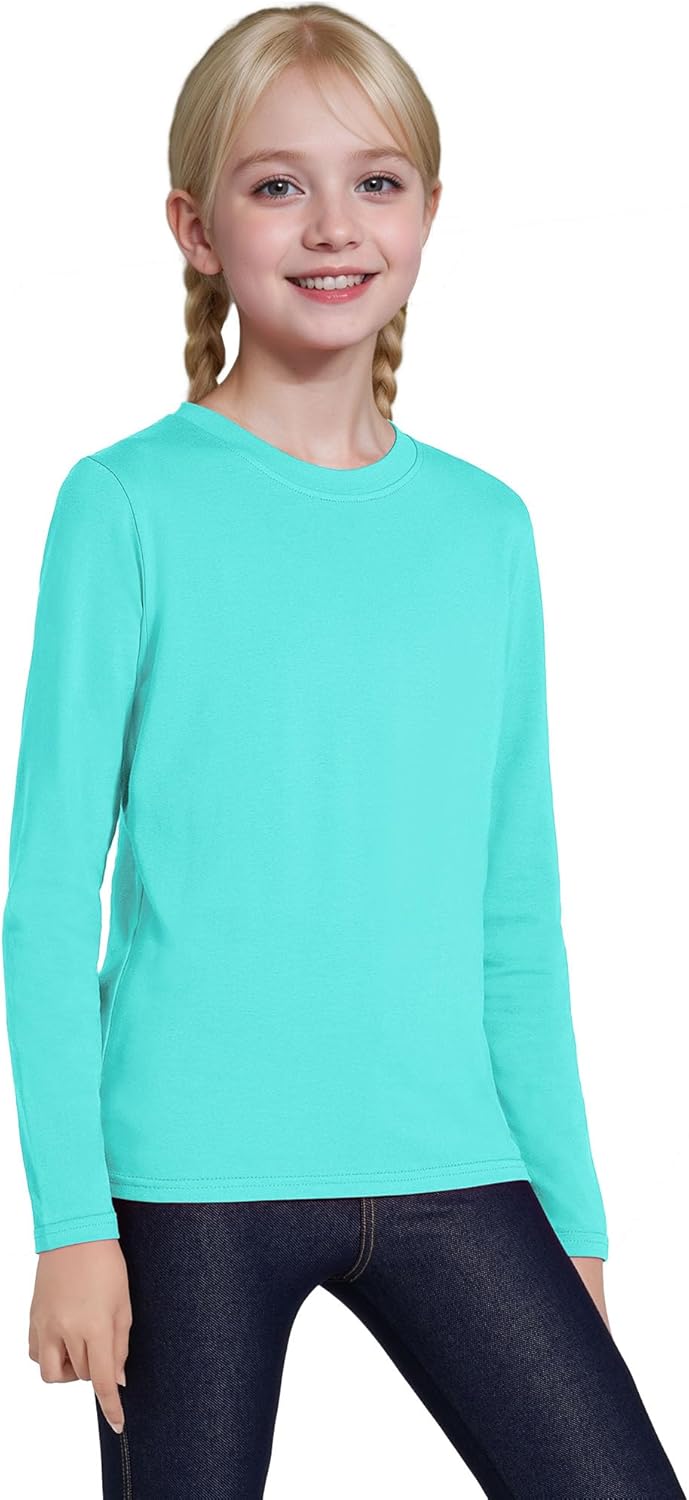 3 Pack Boys Long Sleeve Shirts Girls Cotton Crewneck T-Shirts Kids Basic Soft Long Sleeve Tees Top 5-13 Years - Image 2