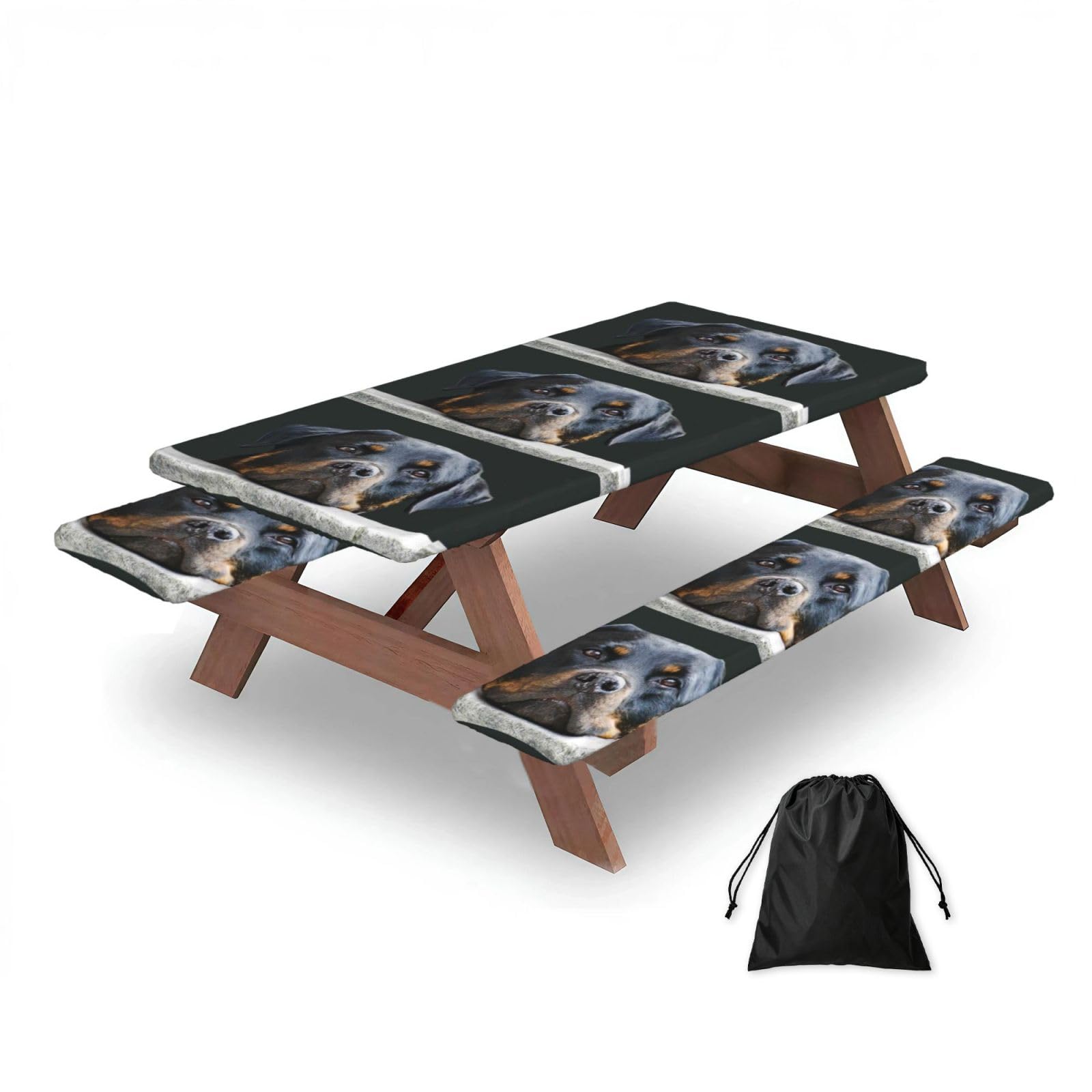 Dopklna As Picture Rottweiler Pets Dogs Rottweiler, Picnic Table Cover With Bench Covers -Waterproof Elastic Fitted Tablecloth For Garden Camping Patio 76X152cm