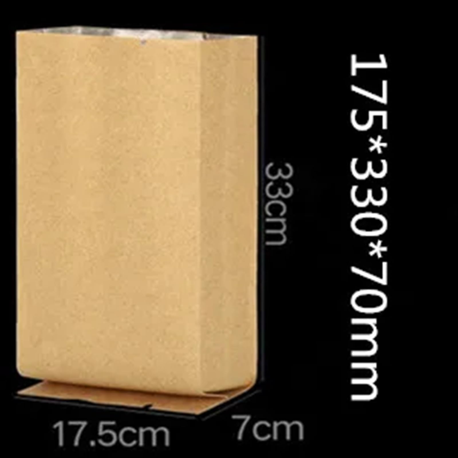 Torby papierowe Kraft, Torebki boczne z papieru pakowego do majsterkowania Przekąski na herbatę Przechowywanie cukierków Wiele rozmiarów Opakowanie 100 sztuk(175x330x70mm)