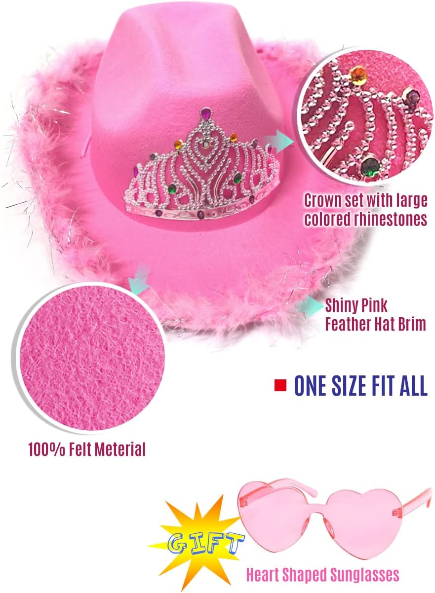 Cowboy Hat with Heart Shaped Sunglasses Feather Bhutan Ubuy