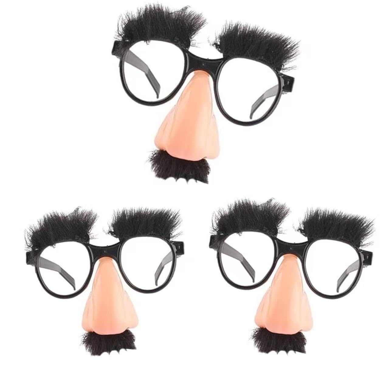 Zhhuoc 3 Pcs Funny Glasses With Big Nose - Big Nose Glasses With Eyebrows Mustache, "Black"