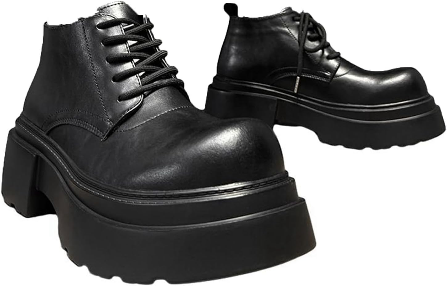 [ZebrApril] オックスフォードシューズ メンズ 厚底 本革 編み上げ ローカット ワークブーツ 防滑 ラウンドトゥ 男女兼
