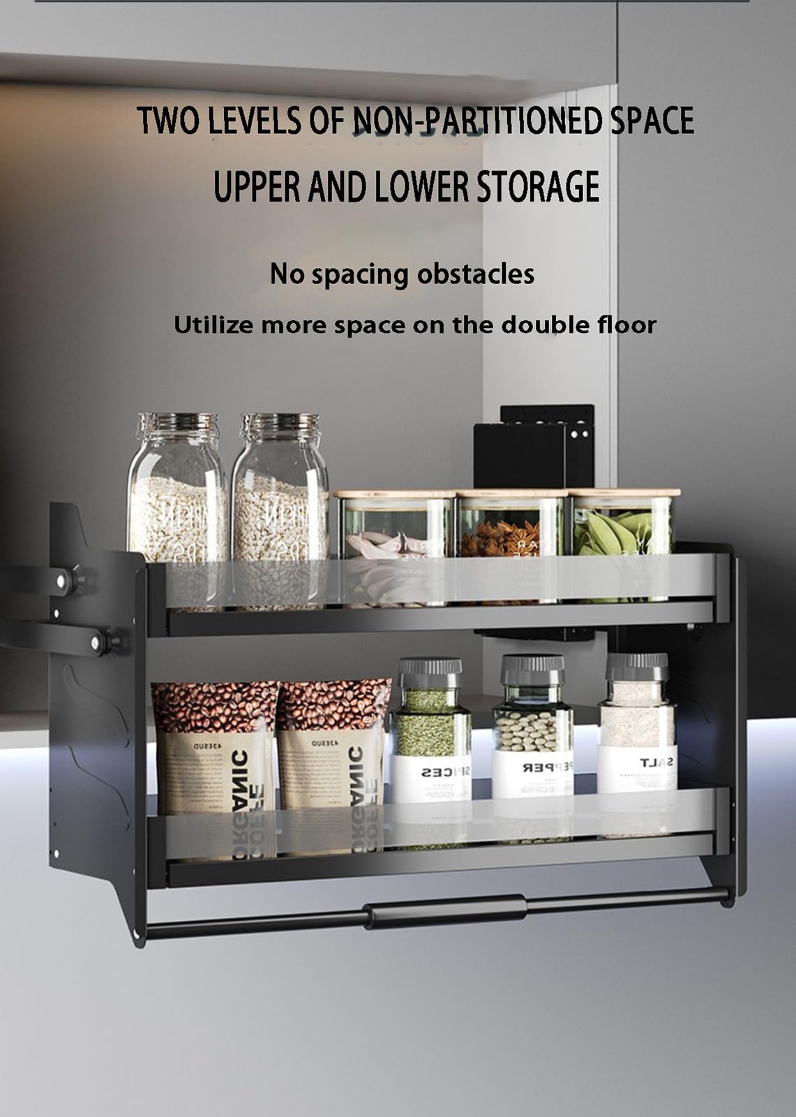 Organizer Espandibile Per Armadi E Cucine - 2 Pezzi - Larghezza Regolabile 58-90 Cm X Profondità 57 Cm - Ripiano Estraibile In Acciaio Inox - 6